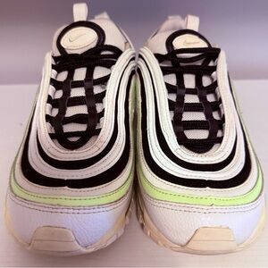 🔥 Nike Air Max 97 Women's sneakers in the white, black, and volt colorway.